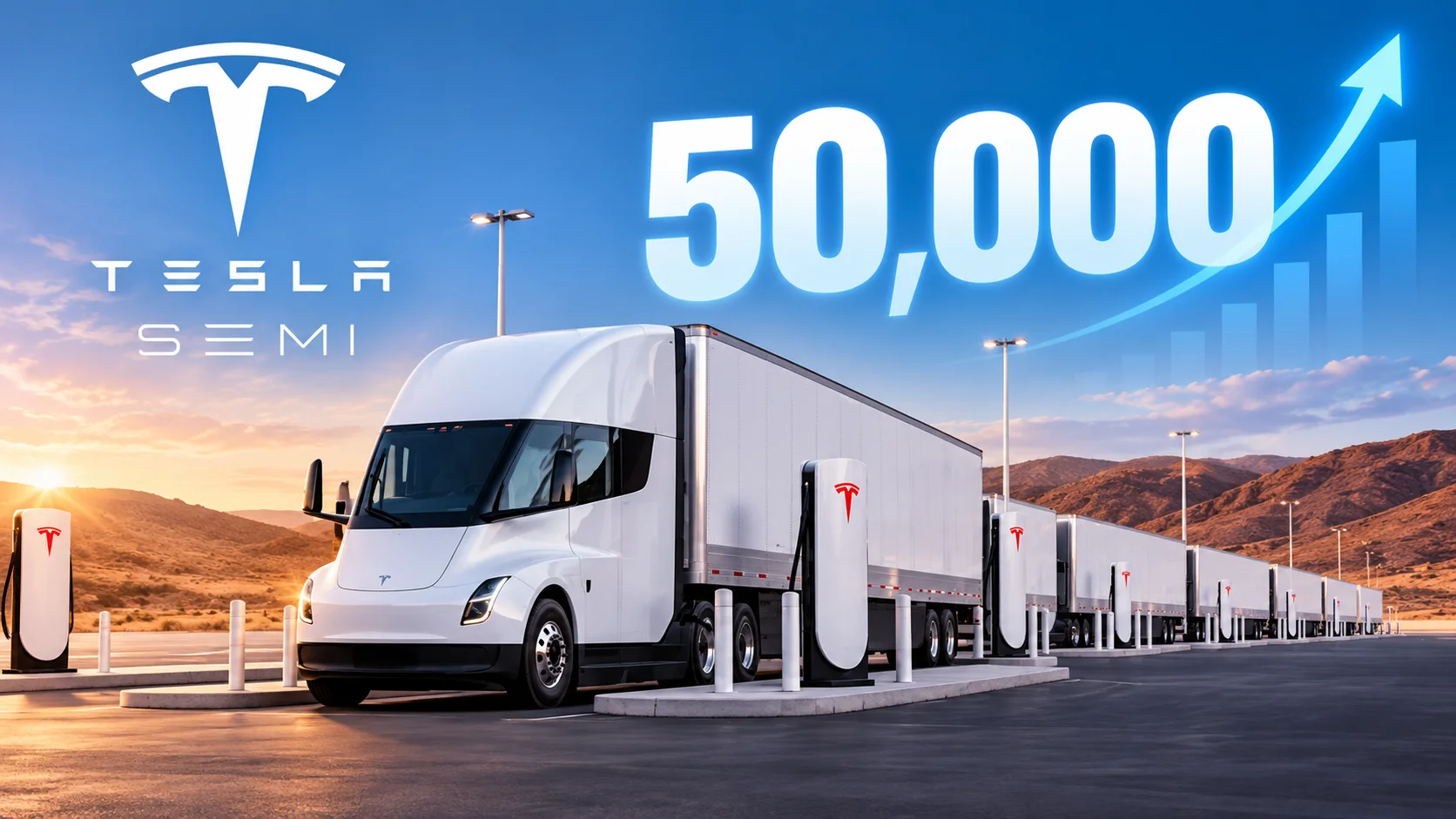 Tesla Semi electric trucks displayed outside the company’s Nevada production facility during the September 24, 2026 rollout event.